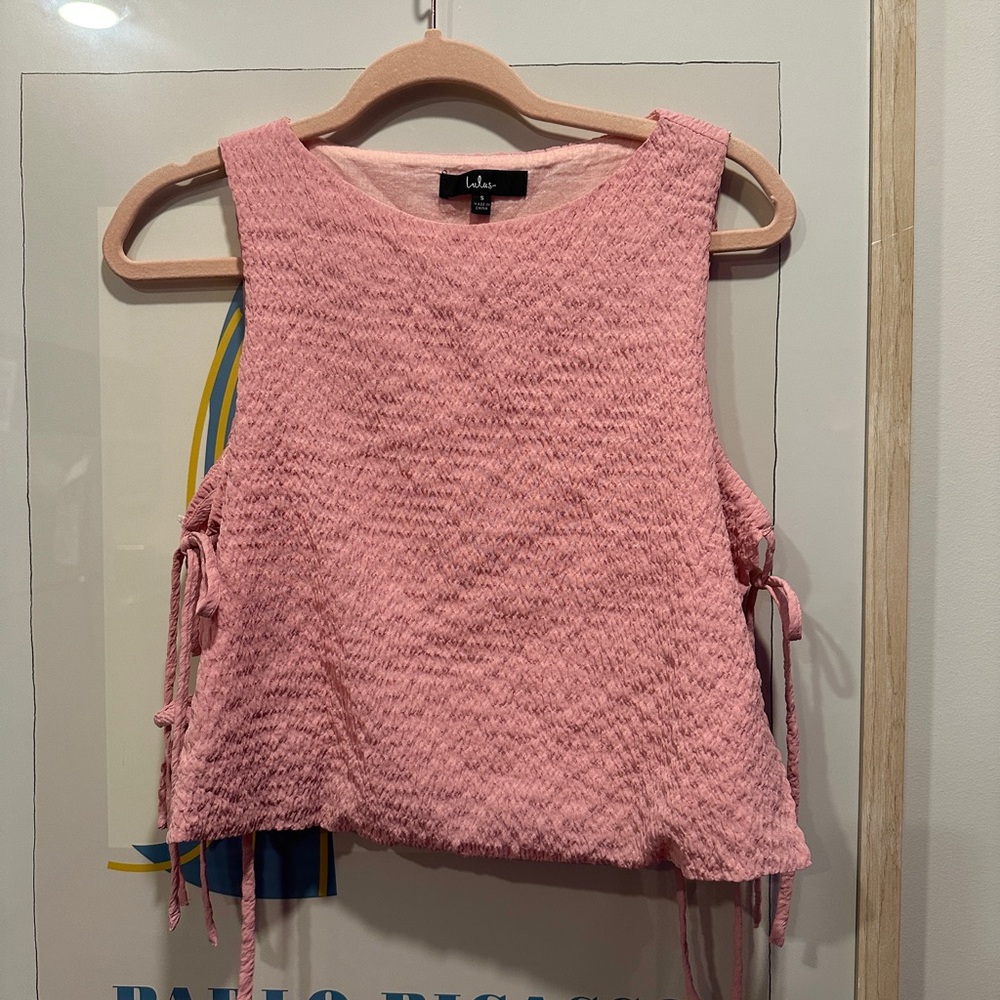 Lulu's Pink Textured Sleeveless Blouse